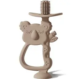 Produktbild: Moonkie Beißring Baby mit Saugfuß, Baby Zahnbürste, Beißring Spielzeug aus Silikon, BPA-frei Baby Zahnungshilfe für 6 Monate+ Baby und Kleinkind 1 Stück(Koala Warm Taupe)