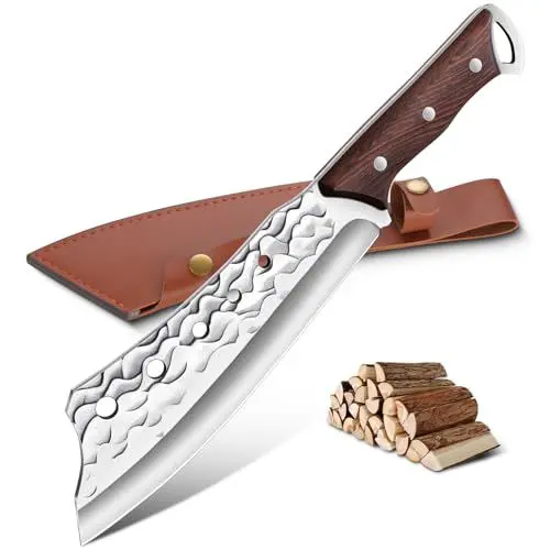 Produktbild: Moontay Outdoor Messer Survival aus 440C Edelstahl Feststehende Klinge Jagdmesser mit Full Tang Wenge Holz Griff scharf echt Machete für Bushcraft Camping und Gartenarbeit Geschenke für Männer