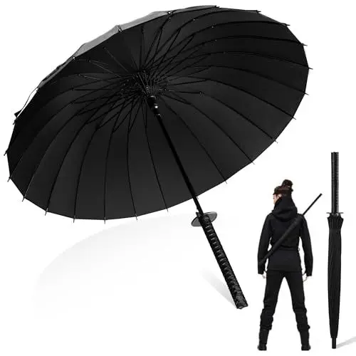 Produktbild: Moontay Regenschirm Groß Katana Regenschirm Samurai Schwert Regenschirm Sturmfestmit langem Griff aus 24 Rippen