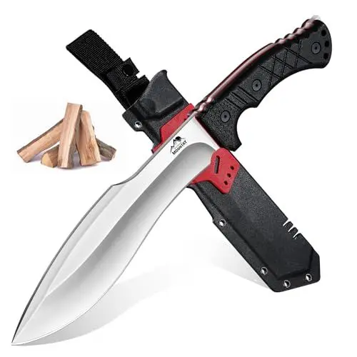 Produktbild: Moontay feststehendes Jagdmesser aus 8CR18Mov Stahl, große Full-Tang Machete mit Scheide, scharfes Outdoor Survival Bushcraft Messer mit rutschfestem Glasfasergriff, Geschenkidee für Männer