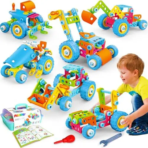 Produktbild: MOONTOY Konstruktionsspielzeug Geschenke für 5 Jährige Jungen, Kinder Spielzeug ab 4 5 6 7 8 9 Jahre, STEM Spielzeug, Bausteine für Jungen und Mädchen, Lernspielzeug Bauset 6 Modelle