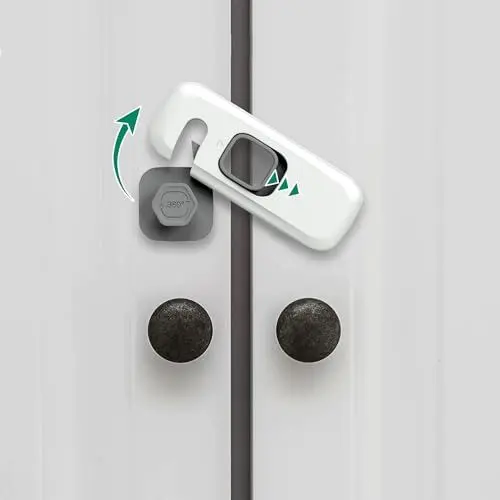 Produktbild: Moonybaby 5 Stück Kindersicherung Schrank und Schubladen für Kinder, Kühlschrank Schloss, Baby Sicherheit, Verbessertes Material,längere Haltbarkeit, Hochwertiger Klebstoff, Vielseitig, Schrankschloss