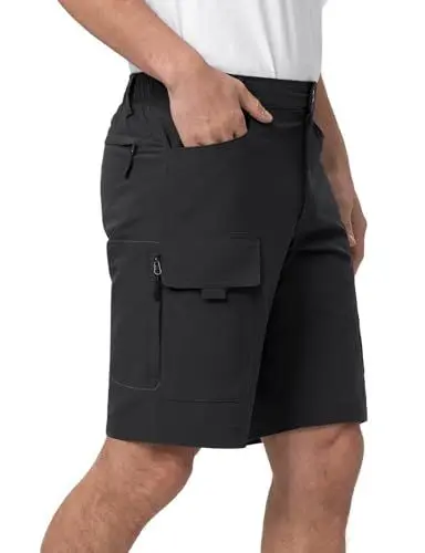 Produktbild: Moosehill Kurze Hosen Herren, Wanderhose Cargo Shorts Wasserabweisend mit 6 Taschen Leichte Atmungsaktiv MTB Hose Radlerhose Fahrradhose Manner Kurz Bermuda Treking Outdoorhose Sommer(Schwarz, XL)