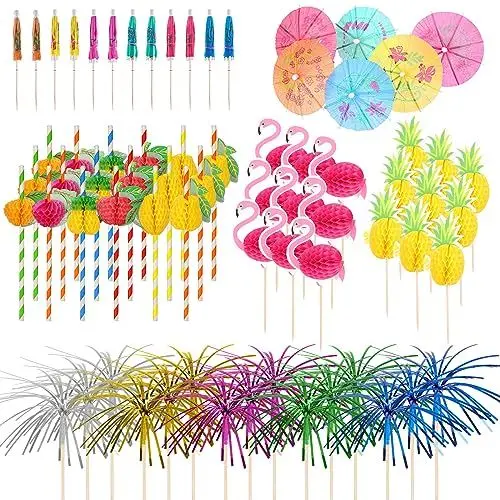 Produktbild: Mooshy 120 Stück Cocktail Deko Schirmchen für Cocktail Party Dekoratione, mit Cocktailschirmchen Hölzern, Cocktail Picks Party Trinken Dekorationen und Hochzeitsfeier Bar Getränke Kuchen Deko
