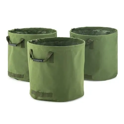Produktbild: MOOWY Gartensack aus gewachstem Segeltuch (3 x 120 L) – Extrem Robuste und Wetterfeste Laubsacke, Gartenabfallsäcke mit Wachsbeschichtung aus militärischem Segeltuchgewebe - Ø50 cm