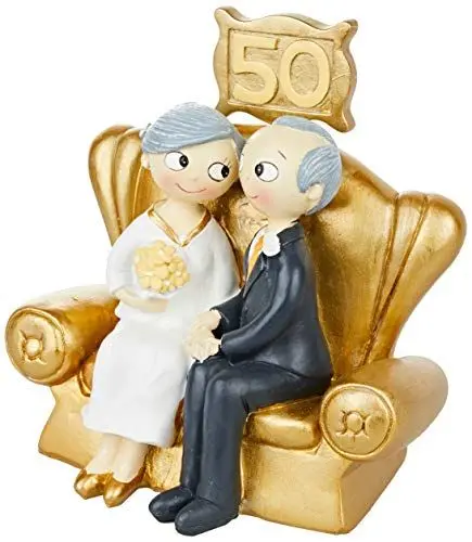 Produktbild: Mopec Pop&Fun Tortenfigur Goldene Hochzeit, 16 x 16,5 cm, Acryl, Gold, Einheitsgröße