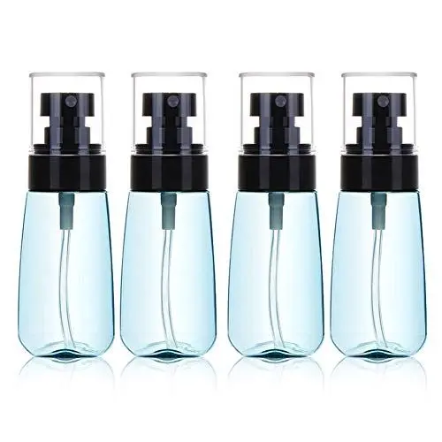 Produktbild: MoreChioce 30 ml Sprühflasche Klein,4 Stück Zerstäuber Spray Flaschen Leer Parfümzerstäuber Transparent Kunststoff Reiseflaschen Plastik Portable Flasche Pumpsprüher zum Befüllen,Blau + Schwarz