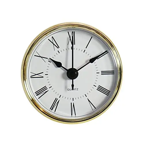 Produktbild: MoreChioce 70mm Quarz-Uhren-Einsatz, Klassischer Eingebauter Uhrenkopf Einbauuhr Einsteck-Uhrwerk mit Ziffern DIY Runde Quarz-Uhrwerk Geräuschlose Nicht Tickende Wanduhr #Gold#Keine Batterie