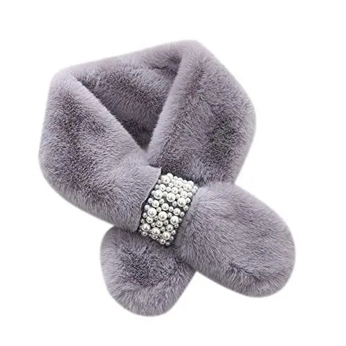 Produktbild: MoreChioce Damen Herren Pelzkragen, 80cm Lange Kunst Kaninchenpelz Fellkragen Pelzschal Pelzkragen Kunstpelz 1920er Jahre Accessoires für Jacke Wintermantel Kapuze,Grau