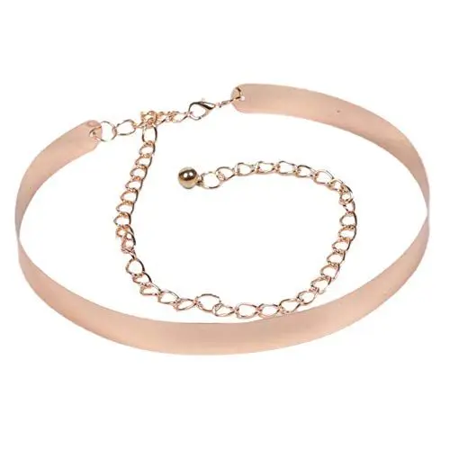 Produktbild: MoreChioce Damen Metall Gürtel Kette,110cm Verstellbar Taillengürtel Strassband Schmal Gürtel Taille Kette Strap für Kleider Gold 2CM