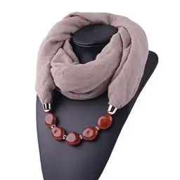 Produktbild: MoreChioce Damen Schlauchschal,Ethno Stil Halskette Anhänger Schal Musselintuch Ring Halsschmuck Loop Schal Set Halstuch Winterschal,Kaffee