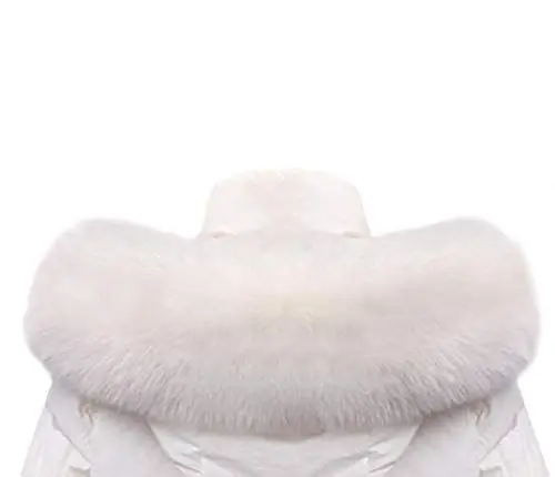 Produktbild: MoreChioce Damen Winter Schal Kunstfell Pelzkragen,Luxuriöser Wärm Kunstpelz Pelzschal Fellkragen Fauxpelzkragen Kapuze Schal 55cm - 90cm ( Weiß, 60cm )