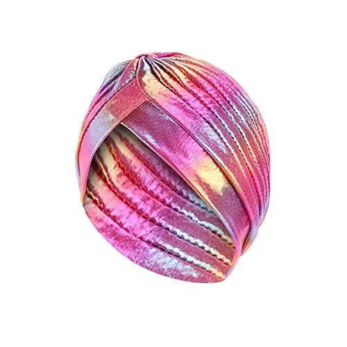 Produktbild: MoreChioce Frauen Chemo Kopftücher, Damen Hut Baumwolle Headwear Elegant Turban Kopfbedeckung Mädchen Weiche Wraps Kopfstück Sommer Kopftuch,Rosa Laser