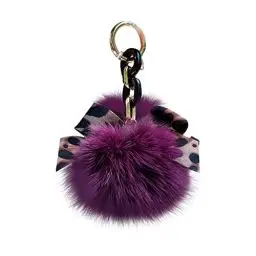 Produktbild: MoreChioce Fuchspelz Ball Schlüsselanhänger, Fashion Leopard Fliege Auto Schlüsselanhänger Schlüsselanhänger für Geldbörse Schlüsselanhänger Anhänger Tasche Anhänger für Geburtstagsgeschenke,Violett