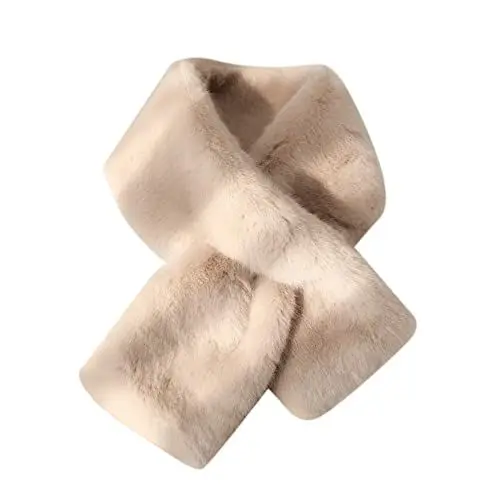 Produktbild: MoreChioce Kunstpelz Schal für Damen - Winter Halswärmer Wrap Kaninchenfell Kragen Wärm Winterschal Fauxpelzkragen Flauschig Allgleiches Kunstpelzkragen, Braun