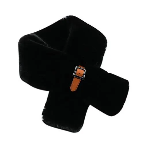 Produktbild: MoreChioce Pelzkragen Kunstpelz Fellkragen Wintermantel Fellstreifen Kunst Kaninchenpelz Fauxpelzkragen Wärm Kapuze Flauschig Faux Fellkragen 90cm,Schwarz