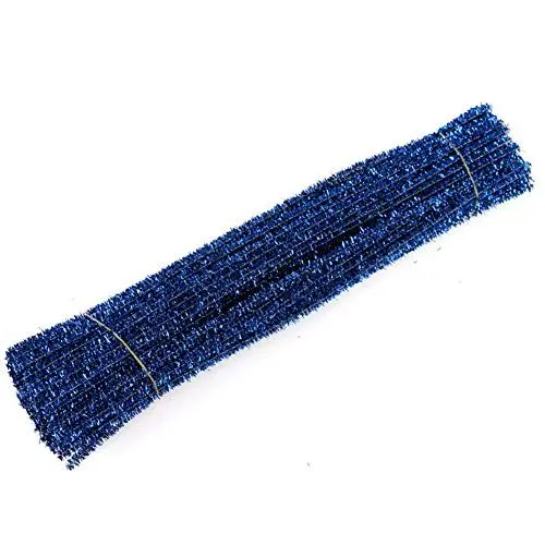 Produktbild: MoreChioce Pfeifenreiniger,100 Stücke Bunt Glitter Pfeifenputzer 30cm Biegeplüsch Twist Sticks Arts Lametta-Stiele für Kinder DIY Handwerk Dekorationen,Königsblau