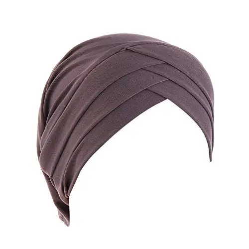 Produktbild: MoreChioce Twist Turban Kopfbedeckung Baumwolle Chemo Hut Kopftuch Elastische Headwrap Frauen Kopf Wraps Schals Beanie Cap Kappe Indische Bonnet,Kaffee Kreuz