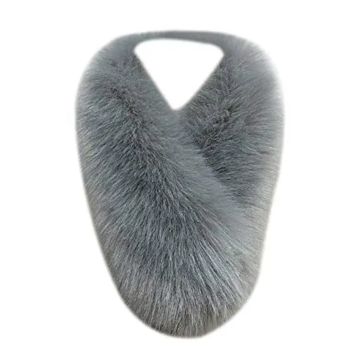 Produktbild: MoreChioce Winter Kunstfell Schal,70cm Luxuriöser Damen Faux Pelz Winterschal Fellimitat Fuchs Pulswärmer Flauschig Pelzschal,Grau