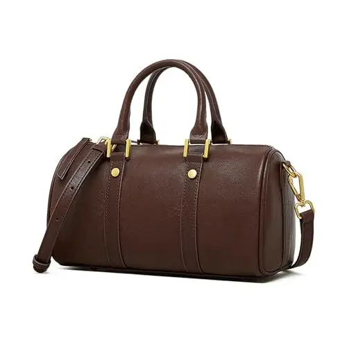 Produktbild: MoreFarther Handtasche Damen Klein Echtes Leder, Henkeltasche Schultertasche Damen mit Verstellbarer Gurt zum Umhängetaschen Crossbody Bag, Handbags for Women mit Reißverschluss (Braun)
