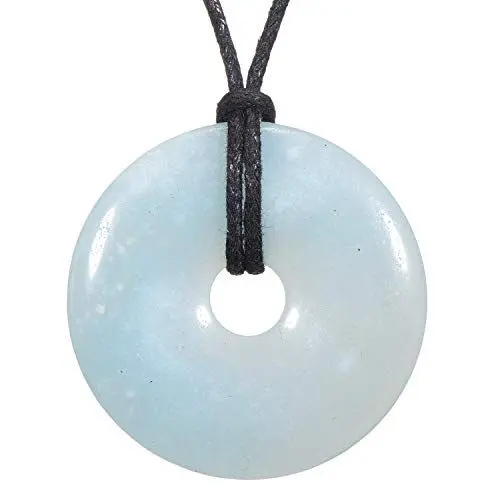 Produktbild: Morella Damen Halskette 80 cm Donut Edelstein Anhänger Amazonit im Samtbeutel