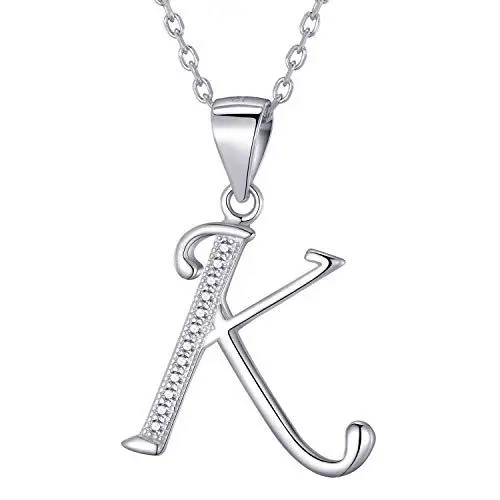 Produktbild: Morella Damen Halskette Silber mit Buchstabe K Anhänger 925 Silber rhodiniert mit Zirkoniasteinen weiß 45 cm