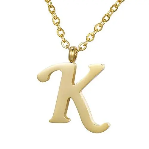 Produktbild: Morella Damen Halskette mit Buchstabe K Anhänger Edelstahl Gold in Schmuckbeutel