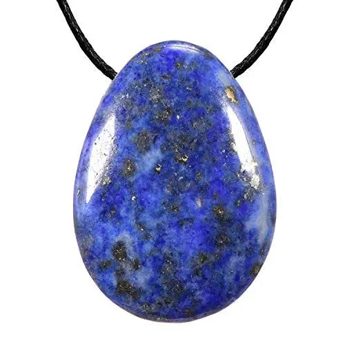 Produktbild: Morella Stoff Halskette 80 cm mit Edelstein Tropfen Anhänger Lapislazuli im Schmuckbeutel