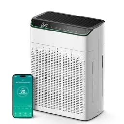 Produktbild: MORENTO Luftreiniger Allergiker für Wohnung Raucherzimmer mit Wi-Fi und APP, CADR 340m³/h für 158㎡，Luftqualitäts-Feedback und Auto-Modus,HEPA Luftfilter gegen Staub Pollen,MR5866 1 Pack+2 Pack Filters