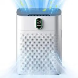 Produktbild: MORENTO Luftreiniger Allergiker mit HEPA Luftfilter gegen von Staub Pollen und Tierhaaren entfernen, CADR 300m³/h für 100㎡ Raucherzimmer 24dB Timer