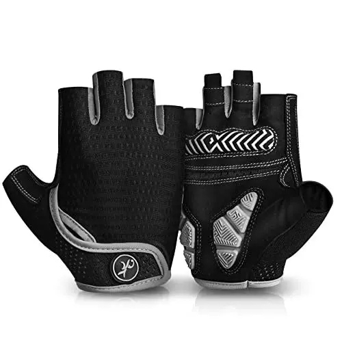 Produktbild: MOREOK Fahrradhandschuhe für Herren Damen Sommer Radsporthandschuhe Halbfinger 5MM SBR Gel rutschfeste/stoßdämpfende Handschuhe für Mountainbike, Rennrad & Downhill-G-XL