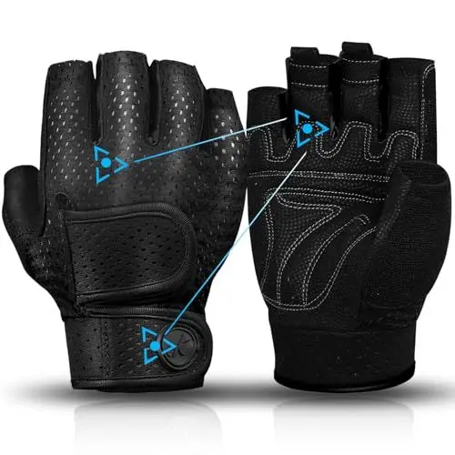 Produktbild: MOREOK Gewichtheber Handschuhe Fingerlose Workout Handschuhe -(3MM Gel) Fitness Handschuhe,Atmungsaktiv Trainingshandschuhe Herren Damen für Krafttraining,Heben, Training, Rudern, Klimmzüge-Schwarz-L
