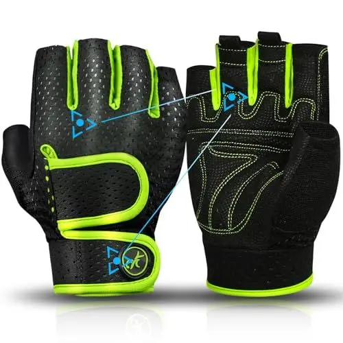 Produktbild: MOREOK Gewichtheber Handschuhe Workout Handschuhe -(3MM Gel) Fitness Handschuhe,Trainingshandschuhe Herren Damen für Krafttraining,Heben, Training, Rudern, Klimmzüge-Gelb-S