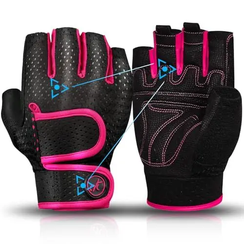 Produktbild: MOREOK Gewichtheber Handschuhe Workout Handschuhe -(3MM Gel) Fitness Handschuhe,Trainingshandschuhe Herren Damen für Krafttraining,Heben, Training, Rudern, Klimmzüge-Rosa-M