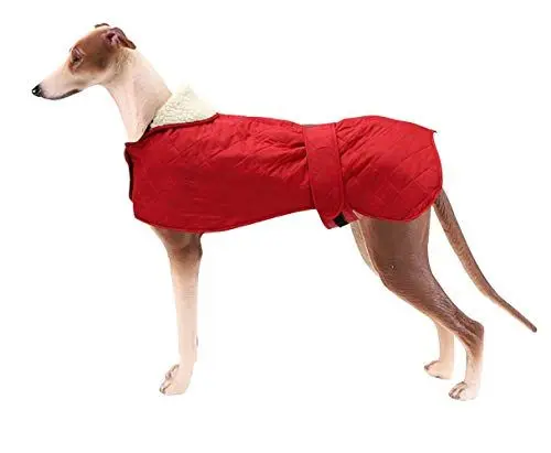Produktbild: MOREZI Hundejacke, Wintermäntel, mit warmem Fleecefutter, verstellbarem Schultergurt und Klettverschluss für Wärme und Komfort-Rot-M