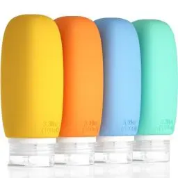 Produktbild: Morfone Reiseflaschen zum Befüllen 100ml, Silikon Reiseflaschen Set 4 Stück Travel Essentials Nachfüllbare Reisegröße Flaschen Auslaufsicher Reise Container Shampoo Creme Spülung, Reise Gadgets