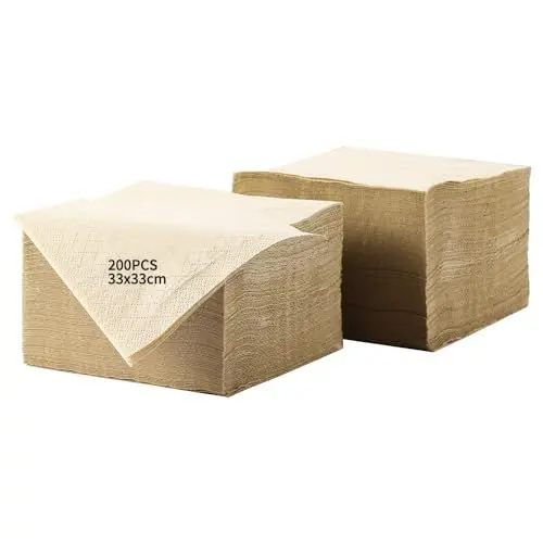 Produktbild: MORGIANA Eco Servietten 200 Stück | Hochwertige Servietten Papier Servietten | 2-Lagen Servietten Biologisch Abbaubar | Party Restaurant Weihnachten（33 x 33CM）