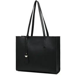 Produktbild: MORGLOVE Handtasche Damen Groß Shopper Tasche Mode Schule Arbeit Freizeit Henkeltasche mit Reißverschluss (A-Black)