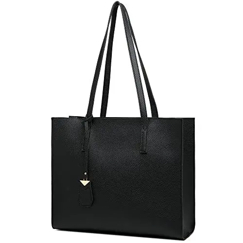 Produktbild: MORGLOVE Handtasche Damen Groß Shopper Tasche Mode Schule Arbeit Freizeit Henkeltasche mit Reißverschluss (A-Black)