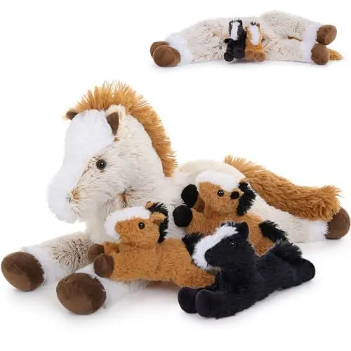 Produktbild: MorisMos 54cm riesen Pferd Kuscheltier XXL mit 3 Baby im Bauch, groß Plüschpferd Kuscheltiere XXL, Flauschiger Stofftier Plüschtier Horse Geschenk für Jungen