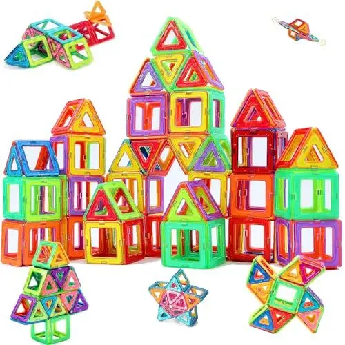 Produktbild: morkka Magnetische Bausteine, Magnetspielzeug Magneten Kinder Magnetbausteine Magnet Spielzeug Magnetspiele für Kinder Geschenk ab 3 4 5 6 7 8 Jahre Junge Mädchen Bauklötze Kinderspielzeug(76 pcs)