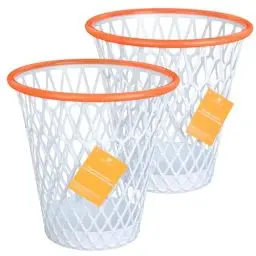 Produktbild: MORNING SUN Basketballkorb Papierkorb 12L - Mülleimer,Basketball Mülleimer,Papierkorb Kinderzimmer,Mülleimer Schlafzimmer Büro Küche Wohnzimmer,2 Stück,Weiß - Orange
