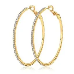 Produktbild: MOROTOLE 14K Gold Strass Ohrringe Mode Dünn Groß Reifen Ohrringe Hypoallergen Gold Reifen Ohrringe Frauen Mädchen Schmuck Geschenke 20/30/40/50/60/70mm Gold Reifen Ohrringe