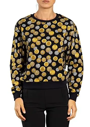 Produktbild: Moschino Underwear Sweatshirt mit Fantasie Münzen tg L, Schwarz , L
