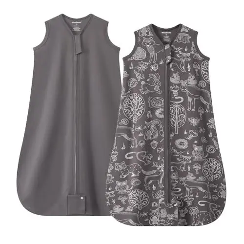 Produktbild: Mosebears Schlafsack Baby Sommer Schlafsack 0.5 Tog Babyschlafsack 100% Baumwolle Atmungsaktiv Babyschlafsack (2pack Dunkelgrau, S(0-6 Months))