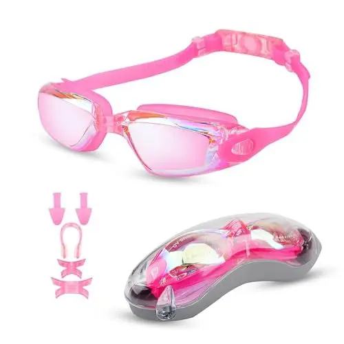 Produktbild: Moseem Schwimmbrille für Herren Damen Kinder, Taucherbrille Kinder 10 Jahre und Erwachsene,Antibeschlag und UV Schutz für Erwachsene Herren Frauen und Schwimmbrille Kinder 10+,Rosa