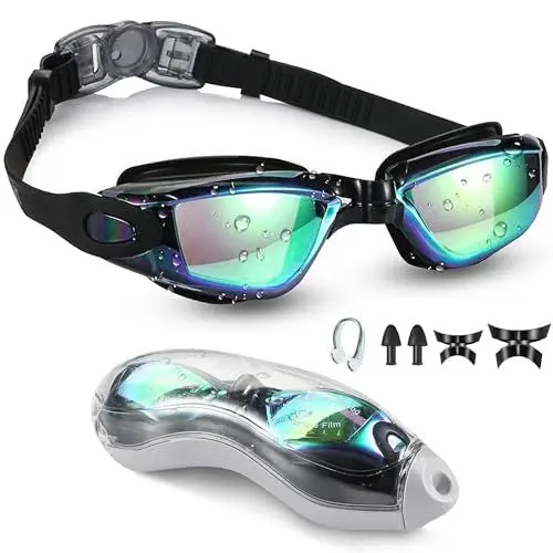 Produktbild: Moseem Schwimmbrille für Herren Damen Kinder, Taucherbrille Kinder 10 Jahre und Erwachsene,Antibeschlag und UV Schutz für Erwachsene Herren Frauen und Schwimmbrille Kinder 10+,Schwarz