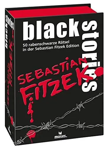 Produktbild: Moses 90073 black stories Sebastian Fitzek Edition – Das Spiel , 50 rabenschwarze Rätsel aus dem Reich des Thriller-Autors , Das Krimi Kartenspiel, 12 bis 99 Jahre