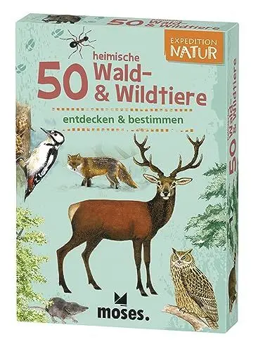 Produktbild: moses. Expedition Natur - 50 heimische Wald- und Wildtiere, Entdeckerkarten zur Bestimmung von Tierarten, Outdoor-Spielzeug für Kinder ab 6 Jahren