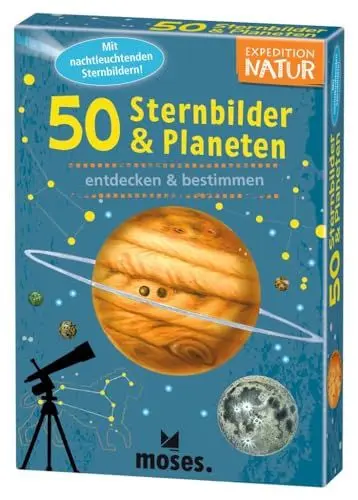 Produktbild: Moses 9740 Expedition Natur - 50 Sternbilder und Planeten| Bestimmungskarten im Set | Mit spannenden Quizfragen